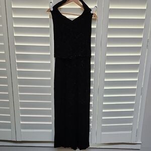 Bari Jay Black Embellished Sequin Halter Gown